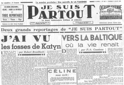 9 juillet 1943, dans le journal ultra collaborateur "Je Suis Partout"