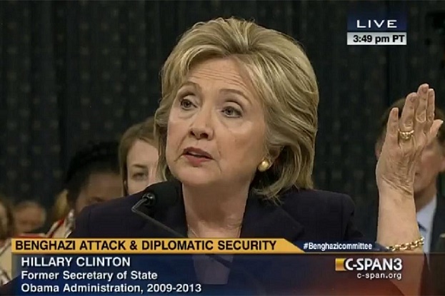 Hillary Clinton testifying before the Benghazi committee. Photo credit: Benghazi hearing (CSPAN) 