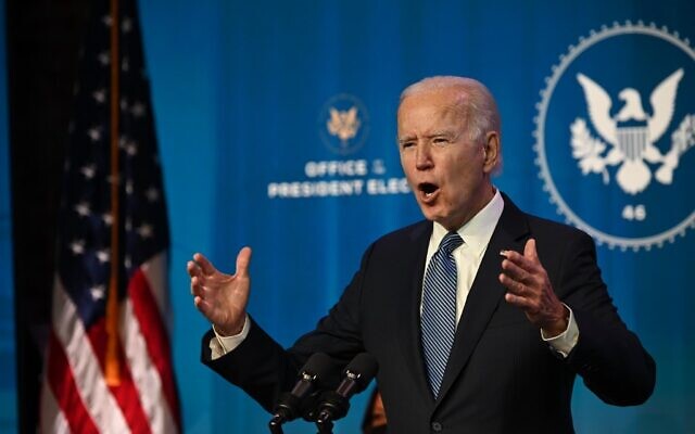 US President-elect Joe Biden speaks at The Queen theater in Wilmington, Delaware on January 7, 2021. He called the US Capitol protests one of the 'darkest days' in US history. (JIM WATSON / AFP)