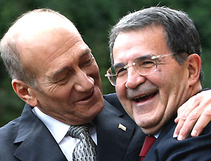 Ehud Olmert e Romano Prodi