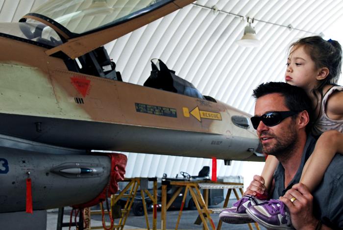 Hugh Jackman visiting Israeli museums with his family