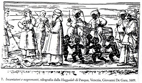 Enchanters and Necromancers, woodcut from the Haggadah of Passover, Venice, Giovanni De Gara, 1609