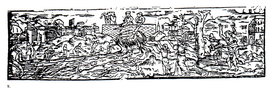 Children Drowned in the Nile, woodcut from the Haggadah of Passover, Mantua, Giacomo Rufinelli, 1560