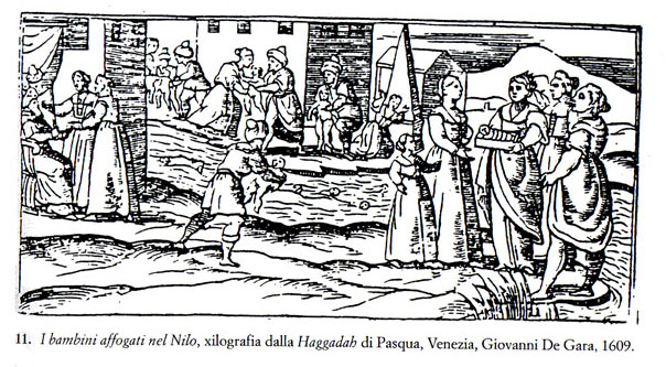 Children Drowned in the Nile, woodcut from the Haggadah of Passover, Venice, Giovanni De Gara, 1609