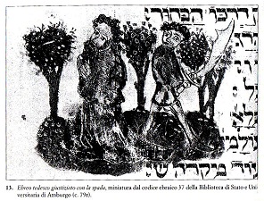German Jew Being Executed with a Sword, miniature from Jewish Code