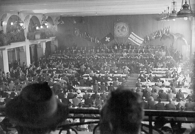 Photo of World Jewish Congress plenary session in 1948
