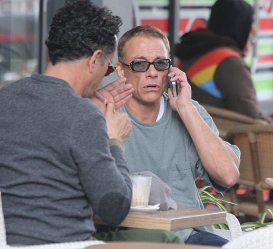 Jean Claude Van Damme at a cafe in Tel Aviv.